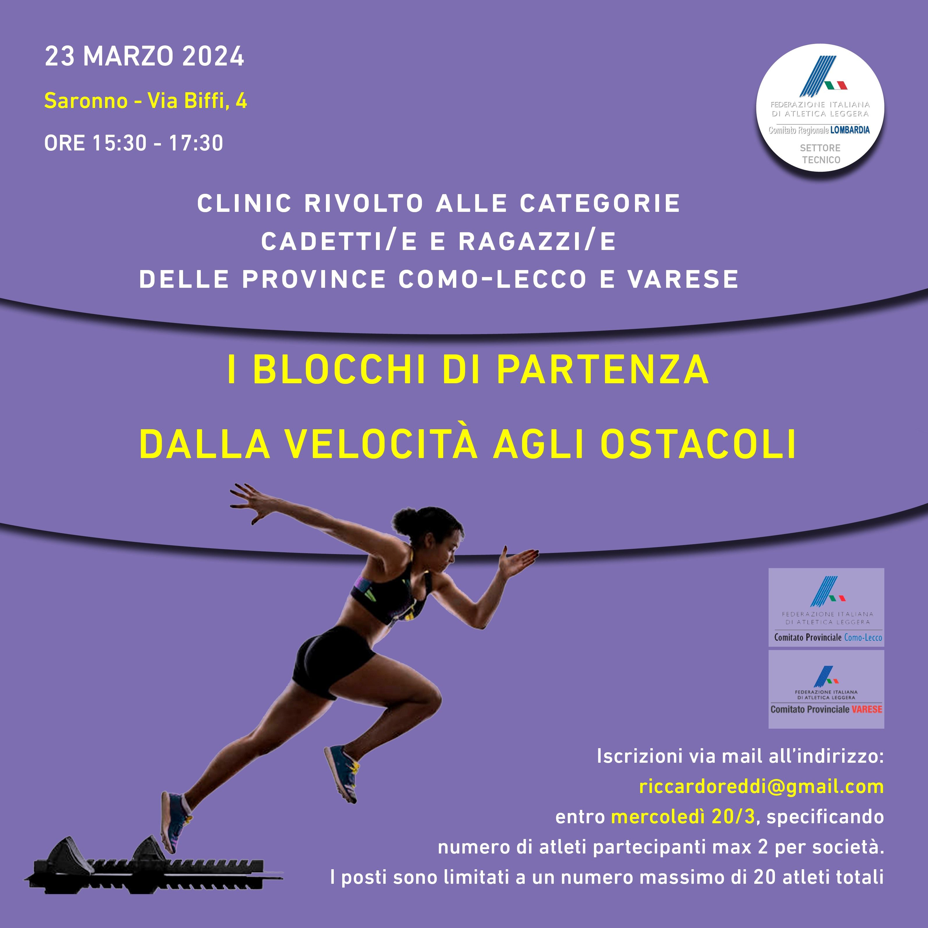 Clinic categorie giovanili 23 marzo a Saronno
