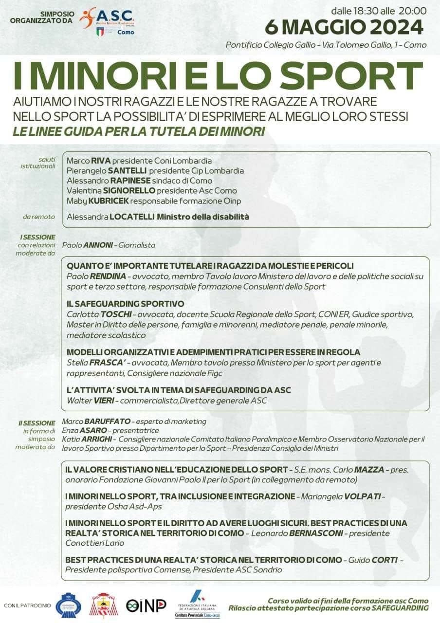I minori e lo Sport simposio 06 maggio