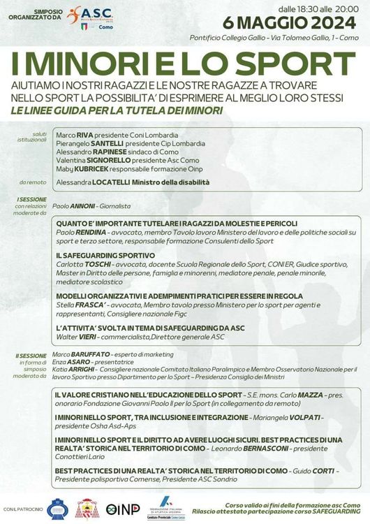 I minori e lo Sport simposio 06 maggio