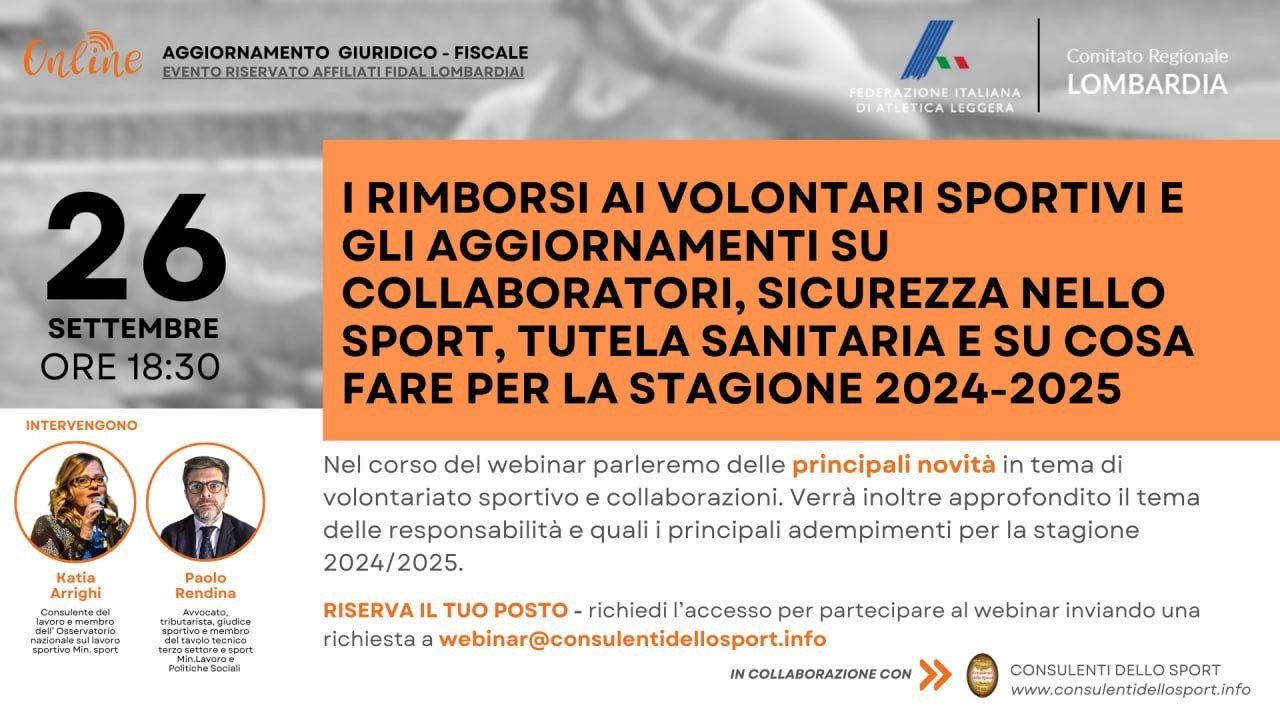Webinar con le Società' giovedì 26 settembre 2024